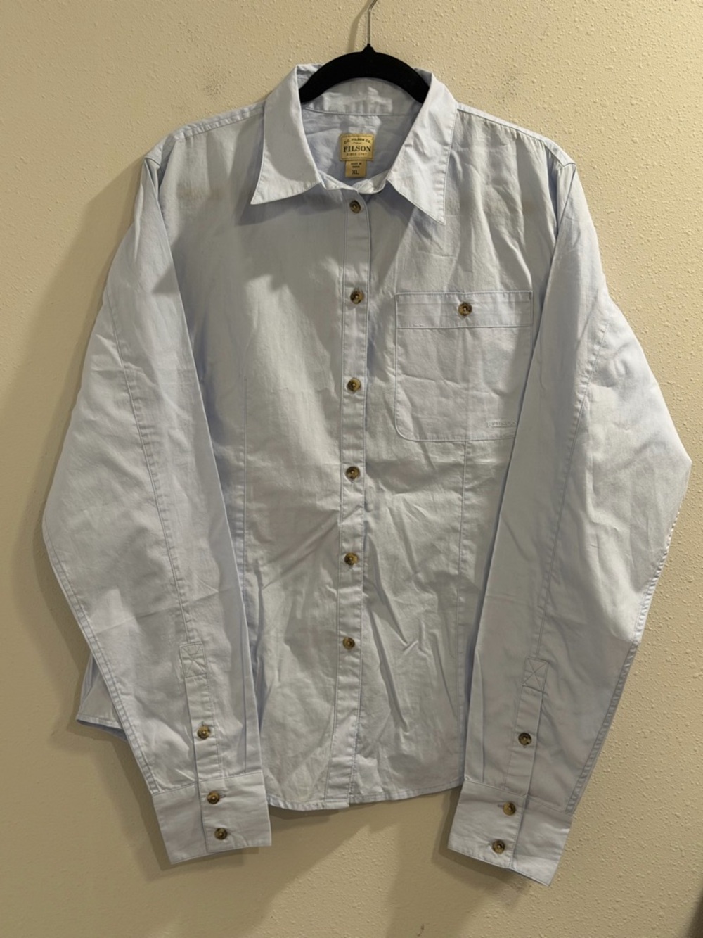 Filson Women’s Size XL Blue Long Sleeve Button Up Shirt Fishing Cotton Outdoors
